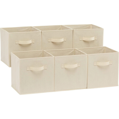 Bacs de rangement cubiques avec poignées, pliables en tissu