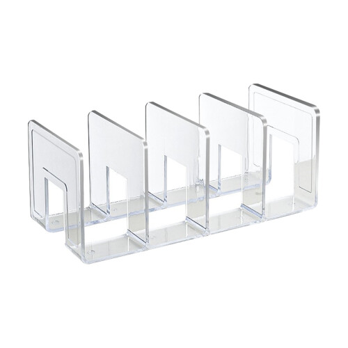 Acrylic Book Shelf Holder 4 Compartments Transparent