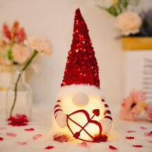 Valentine's Day Glow Gnome Figurine - Red