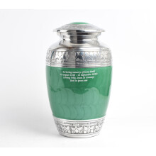 Human Cremation Urn for Adult Ashes Elegant Personalised Emerald Green with Silver Memorial Tribute