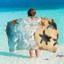 Serviette de plage en microfibre Ă motif tortue 150 x 75 cm