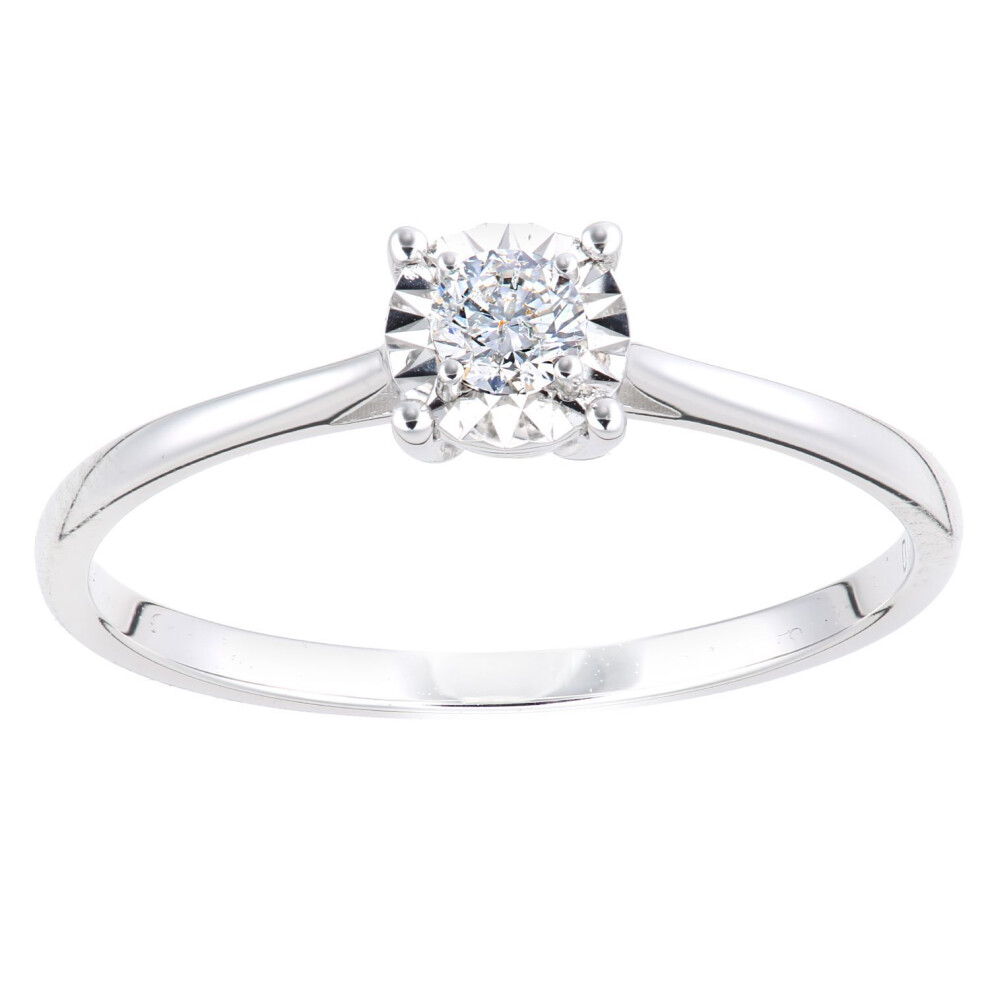 Jewelco London (P) 18Ct White Gold Round 15Pts Diamond Illusion Solitaire Engagement Ring - Pr1axl2736w18 White,Gold