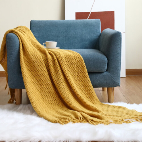 Giyblacko knitted solid color sofa blanket