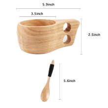 Ensemble de 4 tasses Kuksa nordiques en bois avec cuillère