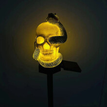 Lampes solaires à piquet Halloween en forme de crâne pour jardin extérieur