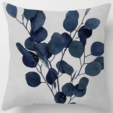 Cotton Linen Pillow Case Blue Bohemian Print 18x18 Inch