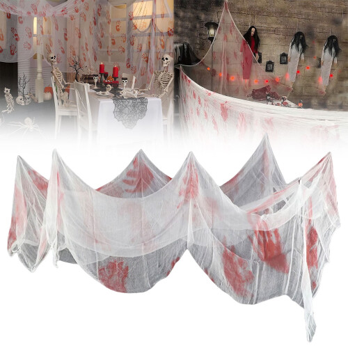 Halloween-Fenstervorhang, weiß, 1-teilig