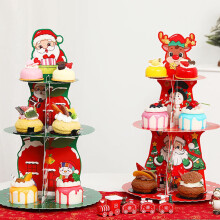 Christmas Cupcake Stand 3-Tier Cardboard Snowman Santa