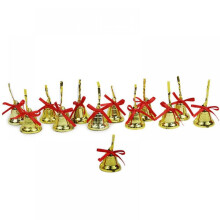 Christmas Bell Ornament with Red Ribbon Gold 24 Pieces