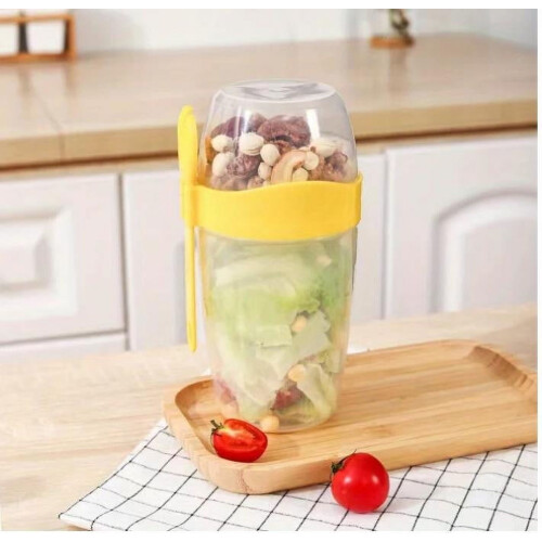 Oatmeal and Yogurt Cup Portable 2-Layer Breakfast Cup with