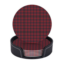 6 Leather Drink Coasters with Tartan Design