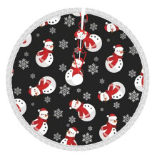 Snow Man Christmas Tree Skirt 48 Inch Rustic Holiday Decor