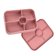 Fiambrera de silicona de 5 compartimentos con salsa desmontable.