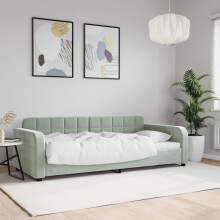 vidaXL sovesofa lysegrå 90x200 cm betrukket med fløjl