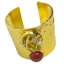 Trendy 3D Face Sculpture Wide Bracelet Contemporary-204