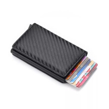 Karbon RFID-NFC beskyttelseslommebok for 6 kort, svart