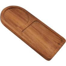 Plateau de service à thé en bois avec porte-moulin à sel et poivre