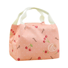 Roze kersenkleurige thermische lunchtas van canvas met strepen (1 stuk)