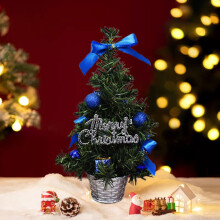 Mini Blue Artificial Christmas Tree 30cm with Bow and