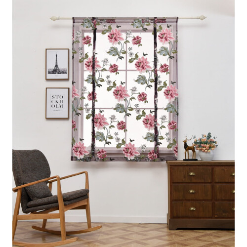 Floral Seer Voile Roman Valance για παράθυρο κουζίνας-μπάνιου