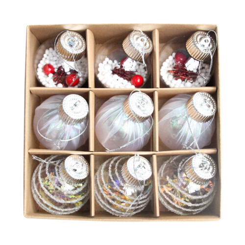 Bolas de Natal de Plástico para Pendurar - Conjunto de 9 peças