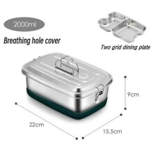 Boîte à bento en acier inoxydable, boîte à lunch hermétique à 2 compartiments