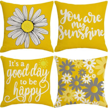 Housses de coussin à motif floral champêtre, 45 x 45 cm, lot de 4