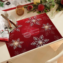 Red Christmas Placemats Set of 6 32x21 cm Waterproof