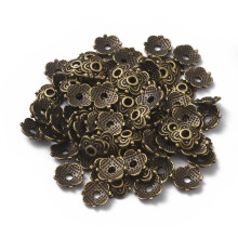 4-Petal Tibetan Flower Bead Caps Alloy Antique Bronze 100 pc