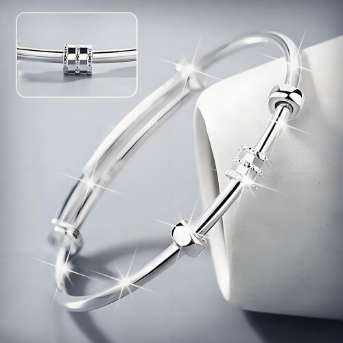 Sterling Silver Adjustable Bangle Bracelet for Women