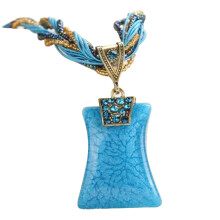 Collar con colgante geométrico de pedrería de estilo bohemio para mujer