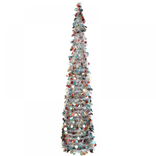 5ft Foldable Silver Sequin Christmas Tree
