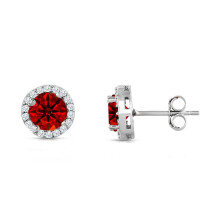 Sterling Silver Birthstone Halo Stud Earrings 3.50 ct