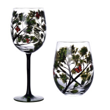 Verres à vin décorés d'un arbre artistique (lot de 4)