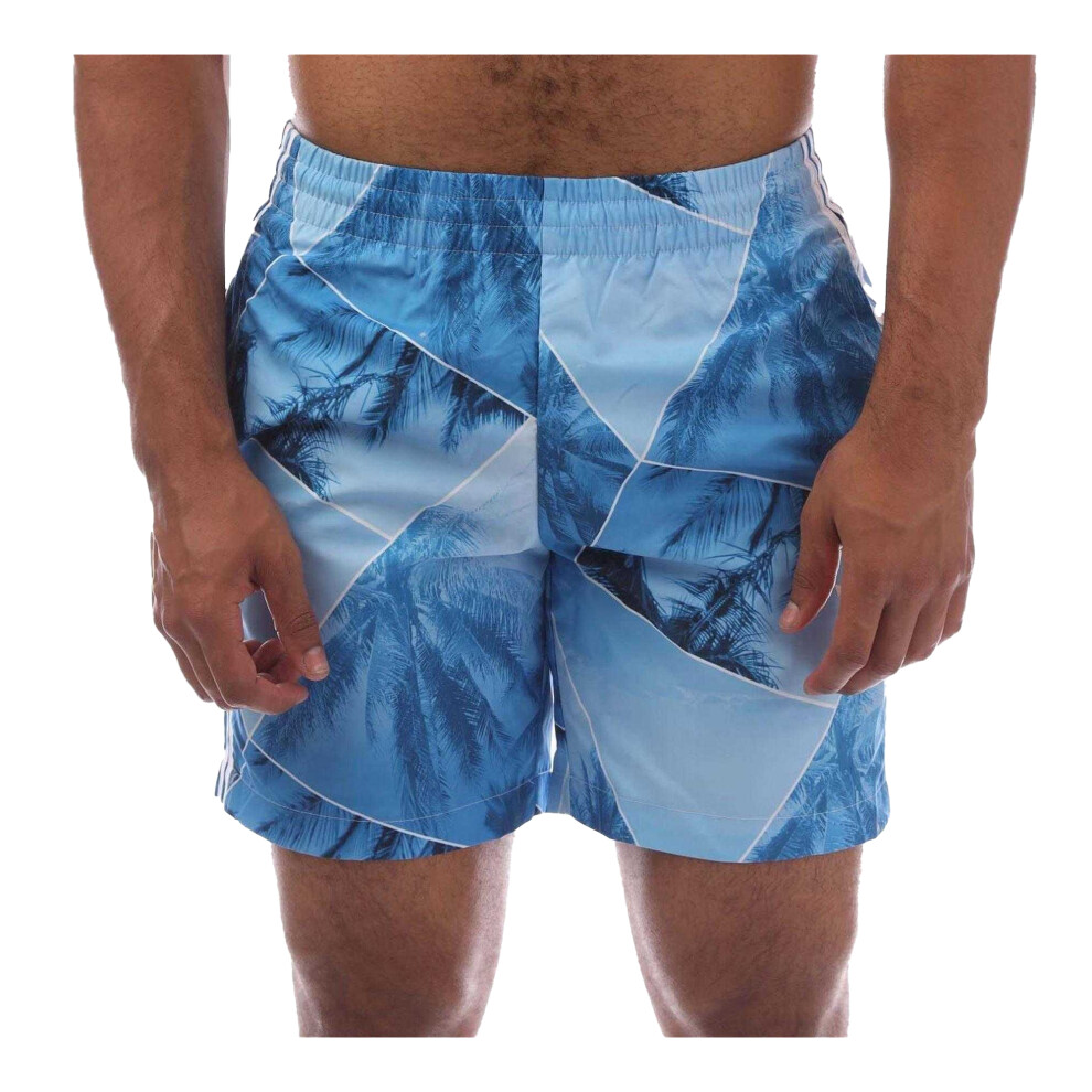 Adidas (Xs, Navy) Mens Originals Palm Print Regular Swim Shorts Blue,Multicoloured