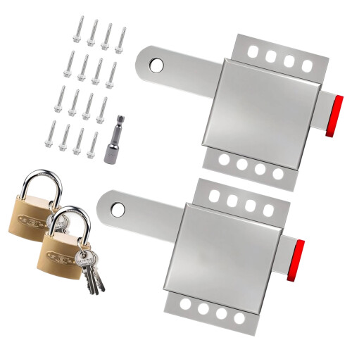 2 Pack Solid Steel Garage Door Latches with Not Theft Lock &