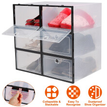 Boîte à chaussures pliable transparente en PP (6 pièces)