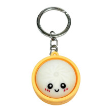 Porte-clés mignon de Baozi de visage de bande dessinée-Blanc