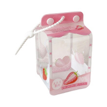 Fashionable Milk Box Transparent Bag For Women Lightweight-Pink