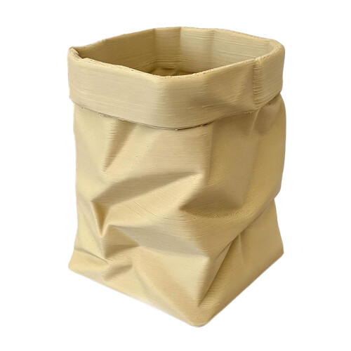 Artistic Crumbled Paper Bag Shape Pencil Stand Plastic-Khaki