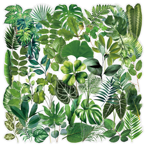 Autocollant fleur esthétique, 100 pièces,-feuilles vertes
