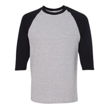 (M, Sport Grey/ Black) Gildan Heavy Cotton Raglan Three-Quarter Sleeve T-Shirt