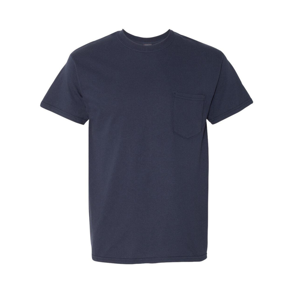 Gildan (Xl, Navy) Heavy Cotton Pocket T-Shirt Blue,Multicoloured