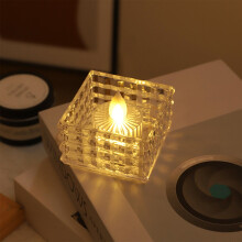 LED crystal candle centerpiece flameless tea light square 1