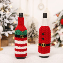 Christmas Wine Bottle Cover Knitted Santa Belt Elf Sleeve 1