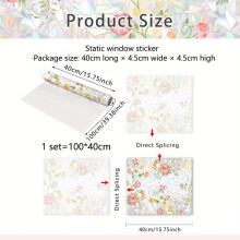 Película electrostática floral para ventanas de vidrio, 5 mil