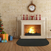 Half Round Fireplace Mat Fireproof Black 20 x 31 Inch