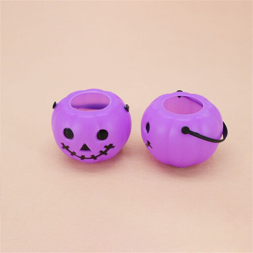 Halloween Pumpkin Bucket Purple Plastic Lantern