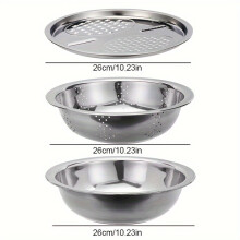 Steel Kitchen Set Colander Basin Vegetable Slicer 3-Piece