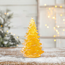 Resin Crystal Christmas Tree Ornament Yellow 5.9cm